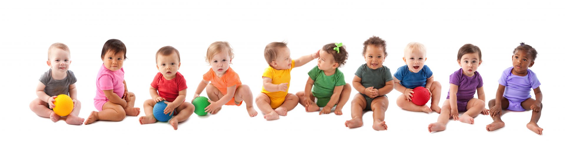 Ten Small Children Wearing a Rainbow of Colors